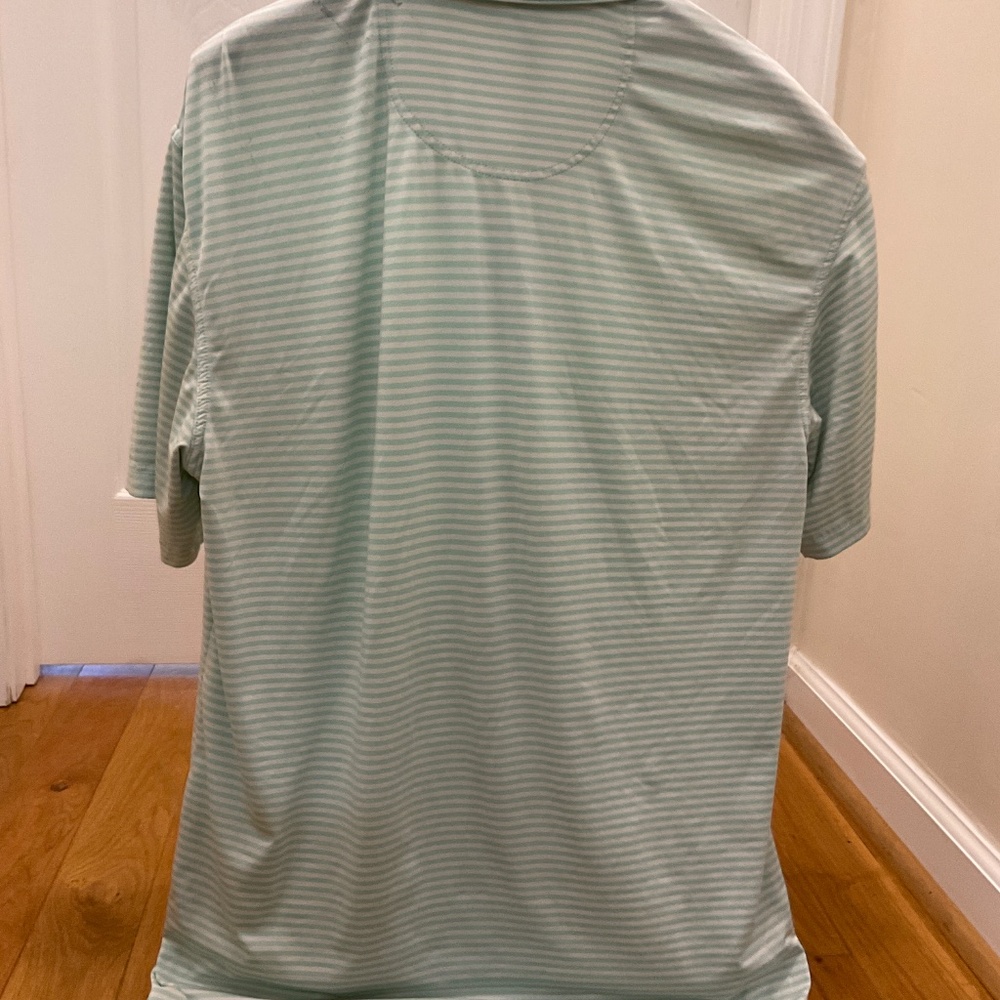Men's Onward Reserve Green and White Stripe Polo Shirt, Size S - Picture 4 of 6
